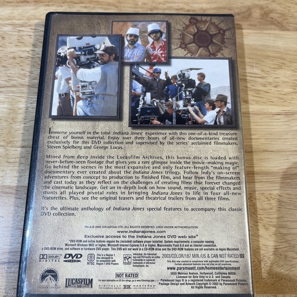 Indiana Jones Bonus Material DVD 2003 Lucasfilm THX Digital Mastered - Picture 2 of 4